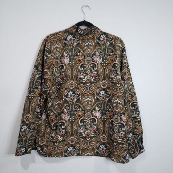 Claudia Richard Vintage Long Sleeves Button up Paisley Print Blouse Size Large - Picture 8 of 11